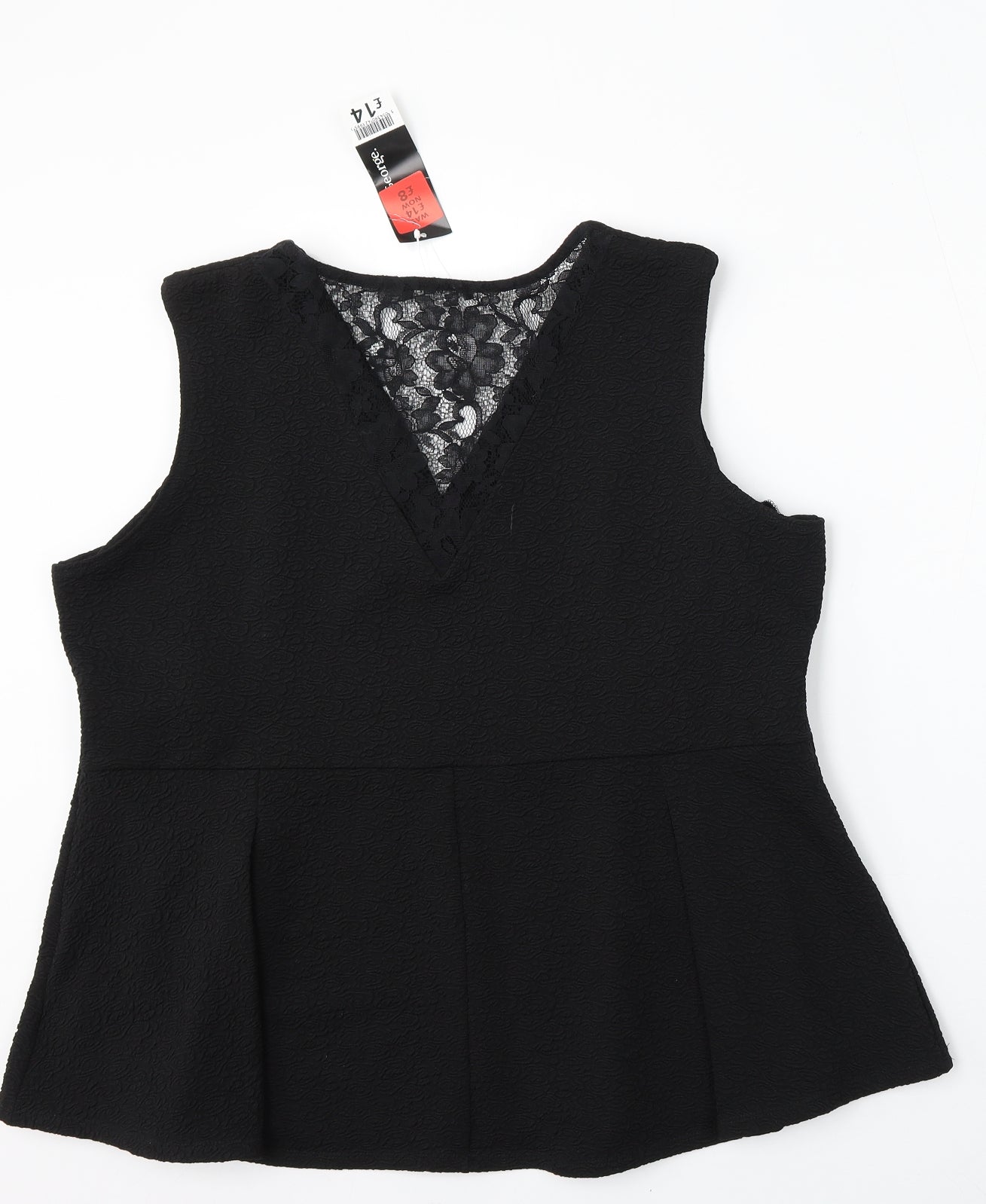 George Womens Black V-Neck  Cotton Vest Jumper Size 22