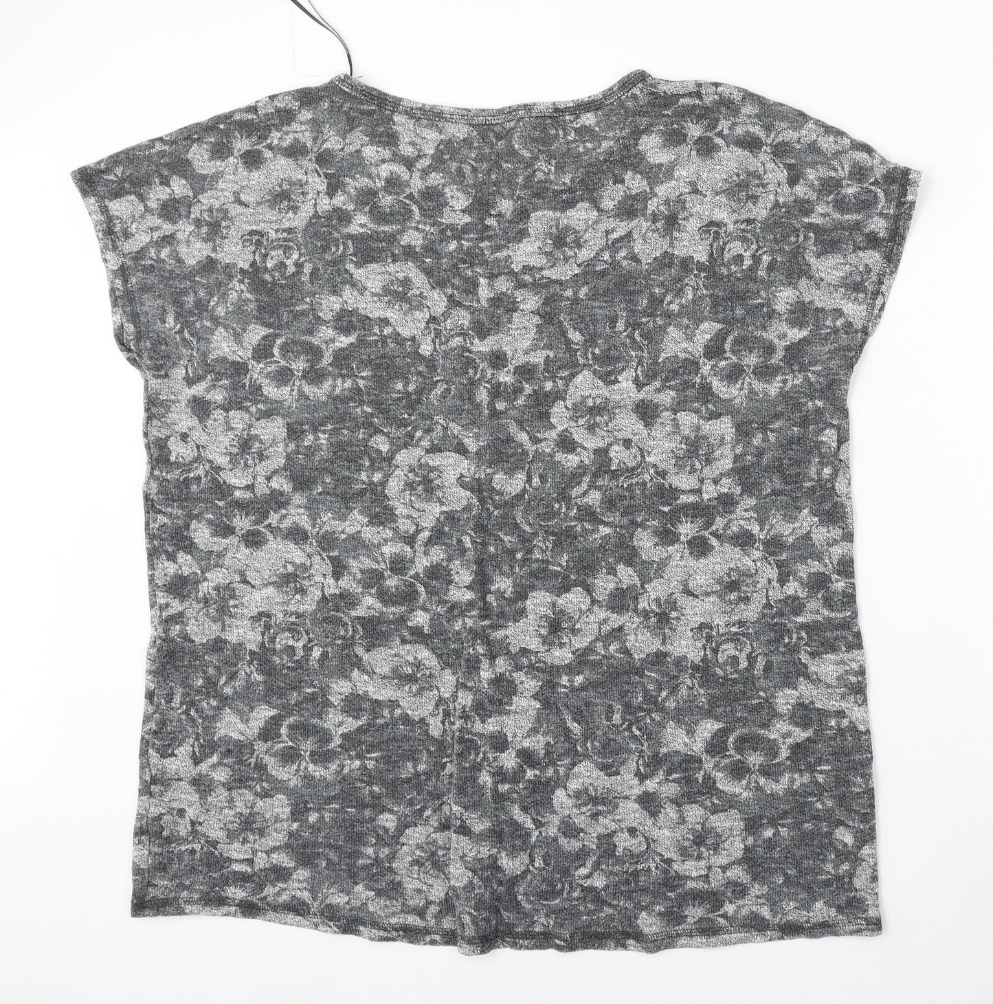 George Womens Grey Round Neck Floral Cotton Pullover Jumper Size 22