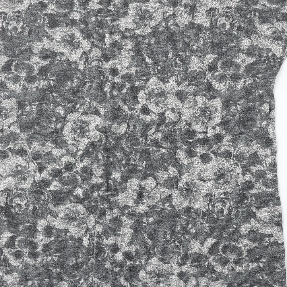 George Womens Grey Round Neck Floral Cotton Pullover Jumper Size 22