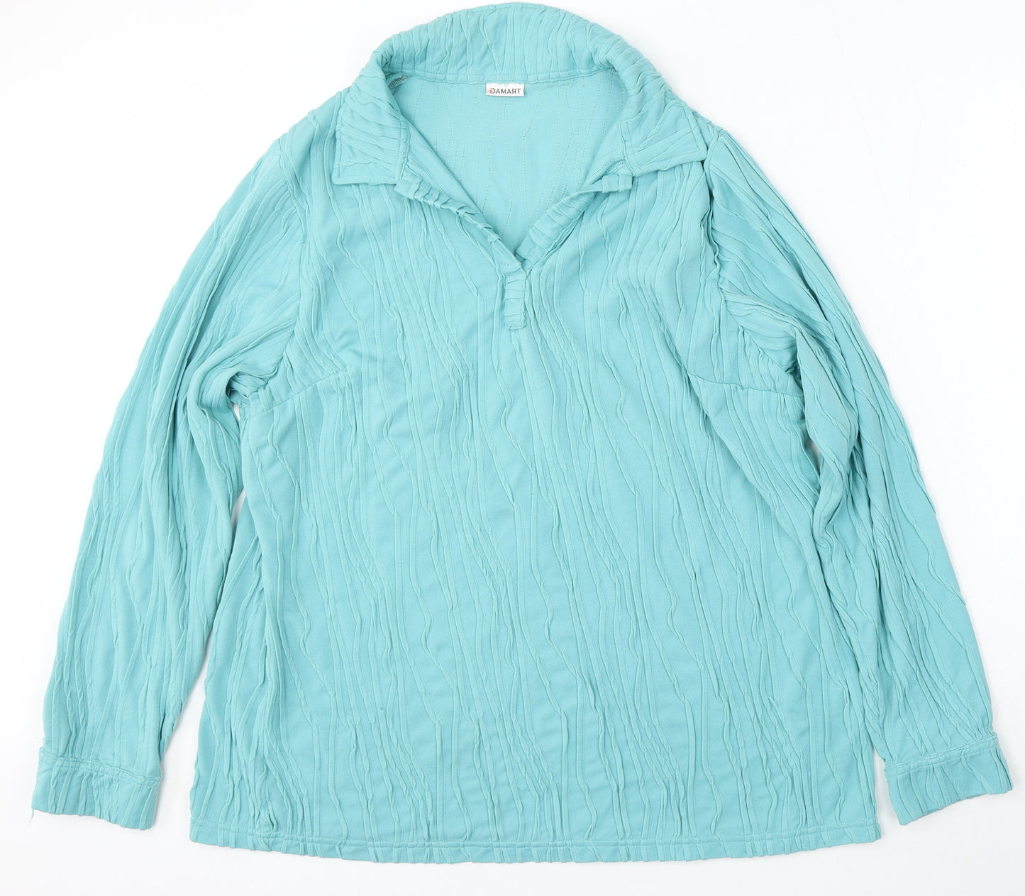 Damart Womens Blue Collared  Polyester Pullover Jumper Size 22