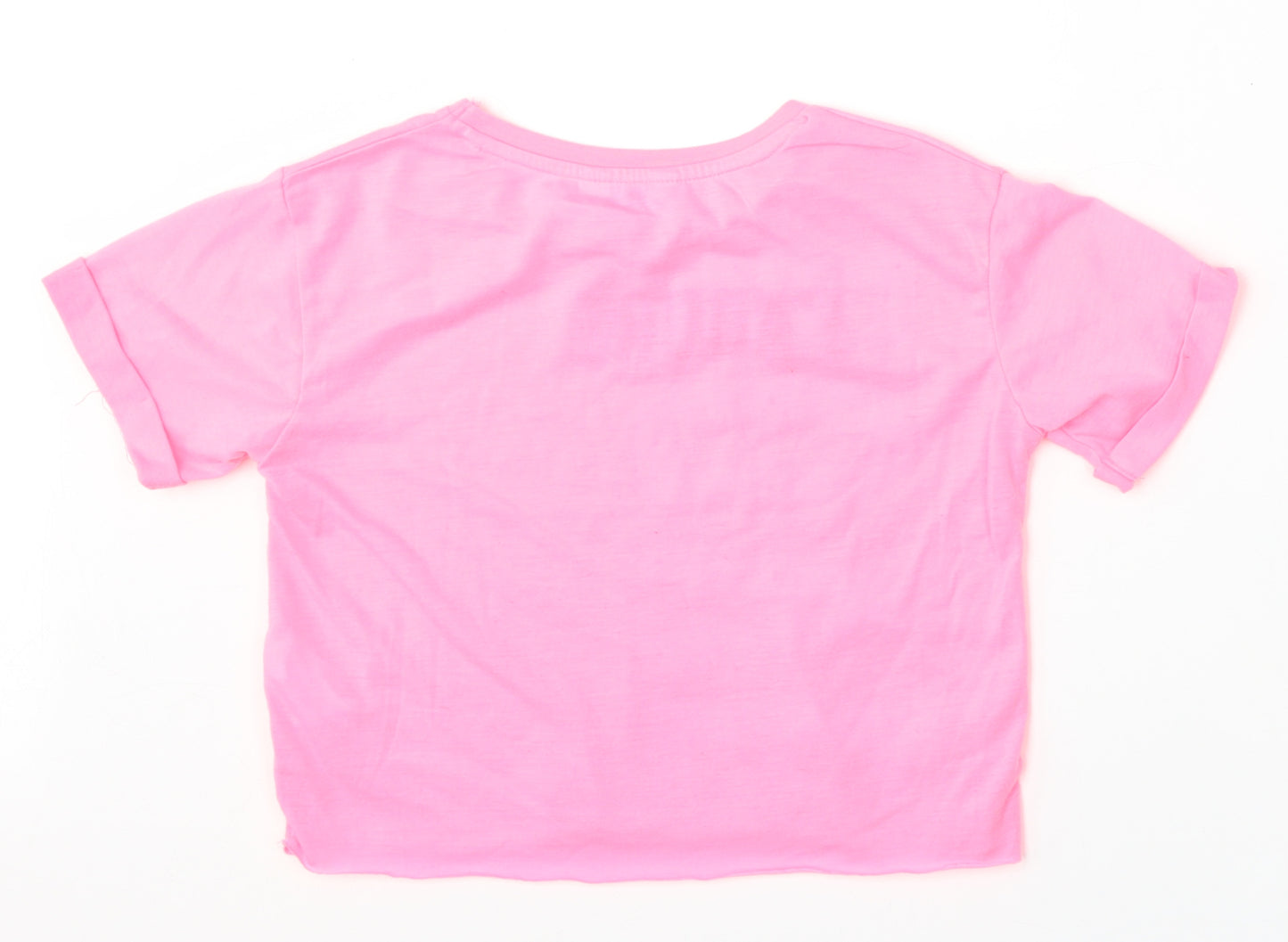 Primark Girls Pink  Polyester Basic T-Shirt Size 9-10 Years Round Neck