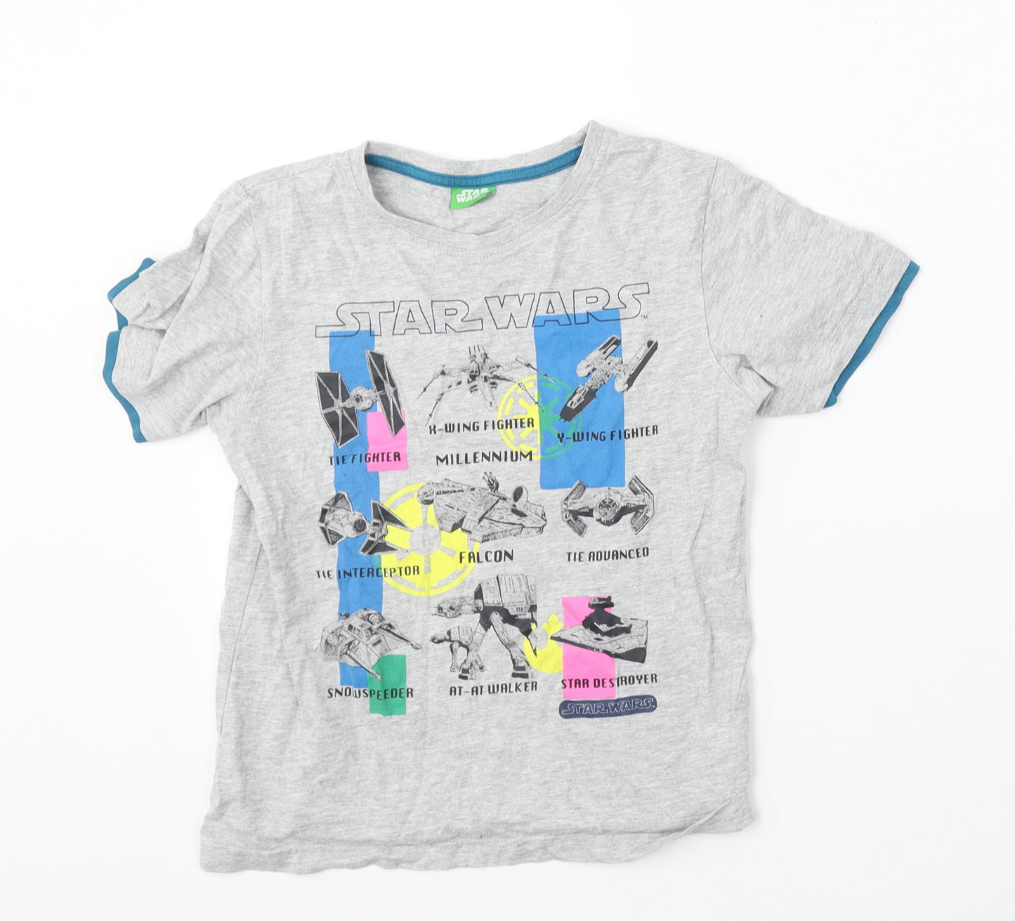 TU Boys Grey  Cotton Basic T-Shirt Size 8 Years Round Neck  - Star Wars