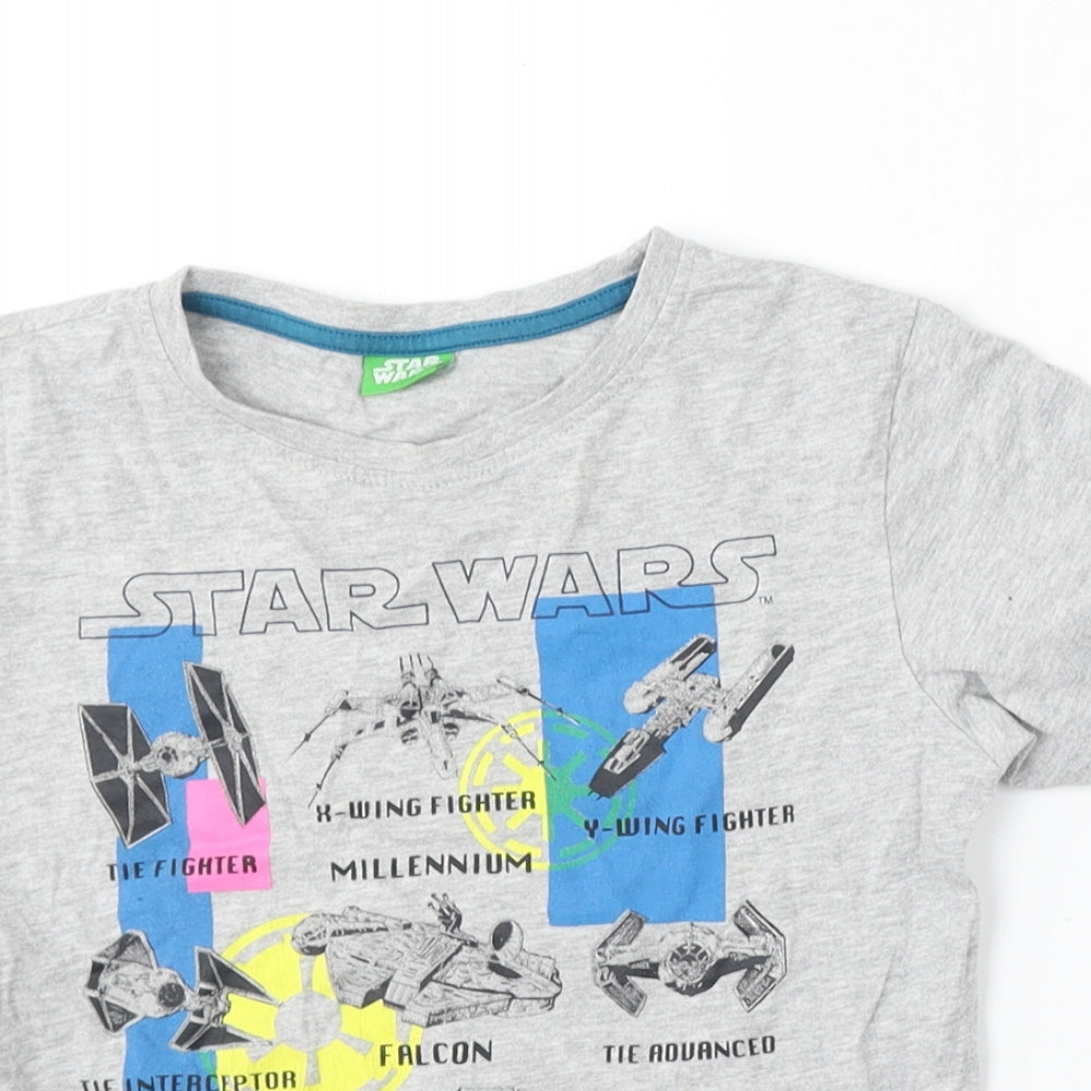 TU Boys Grey  Cotton Basic T-Shirt Size 8 Years Round Neck  - Star Wars
