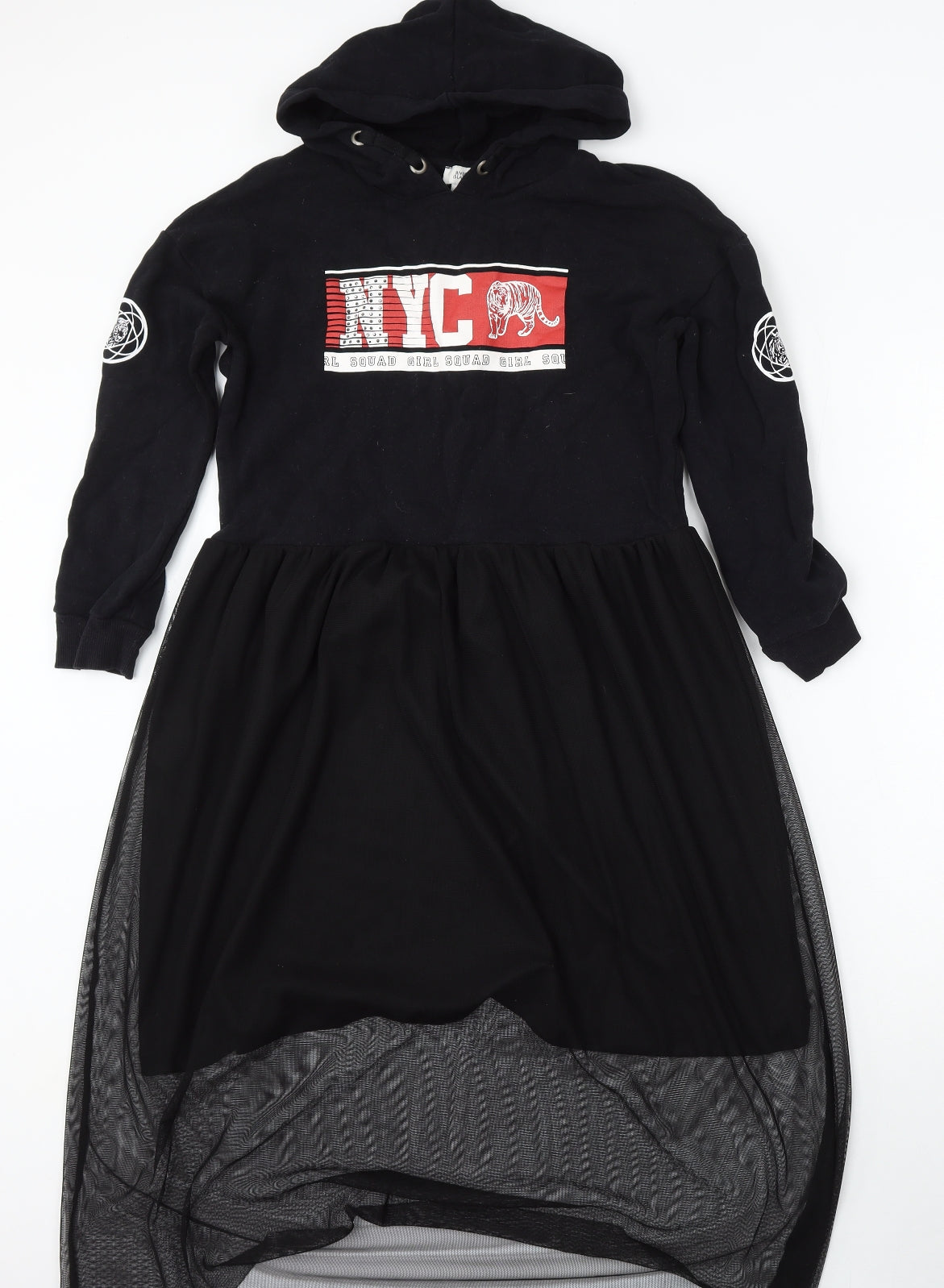 River Island Girls Black  Cotton Jumper Dress  Size 9-10 Years  Round Neck