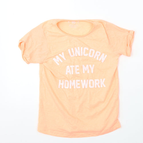 YD Girls Pink  Polyester Basic T-Shirt Size 8-9 Years Round Neck