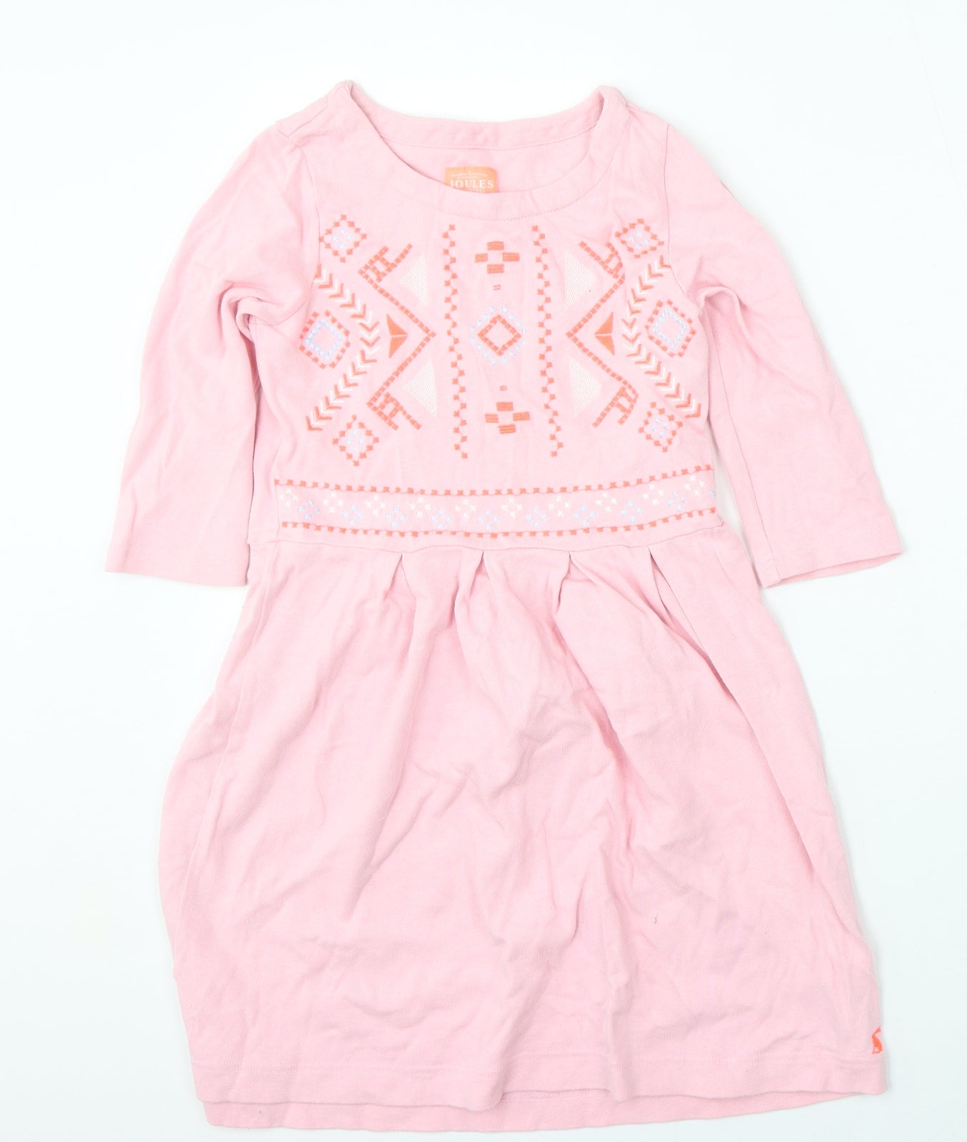 Joules Girls Pink  Cotton Jumper Dress  Size 9-10 Years  Round Neck