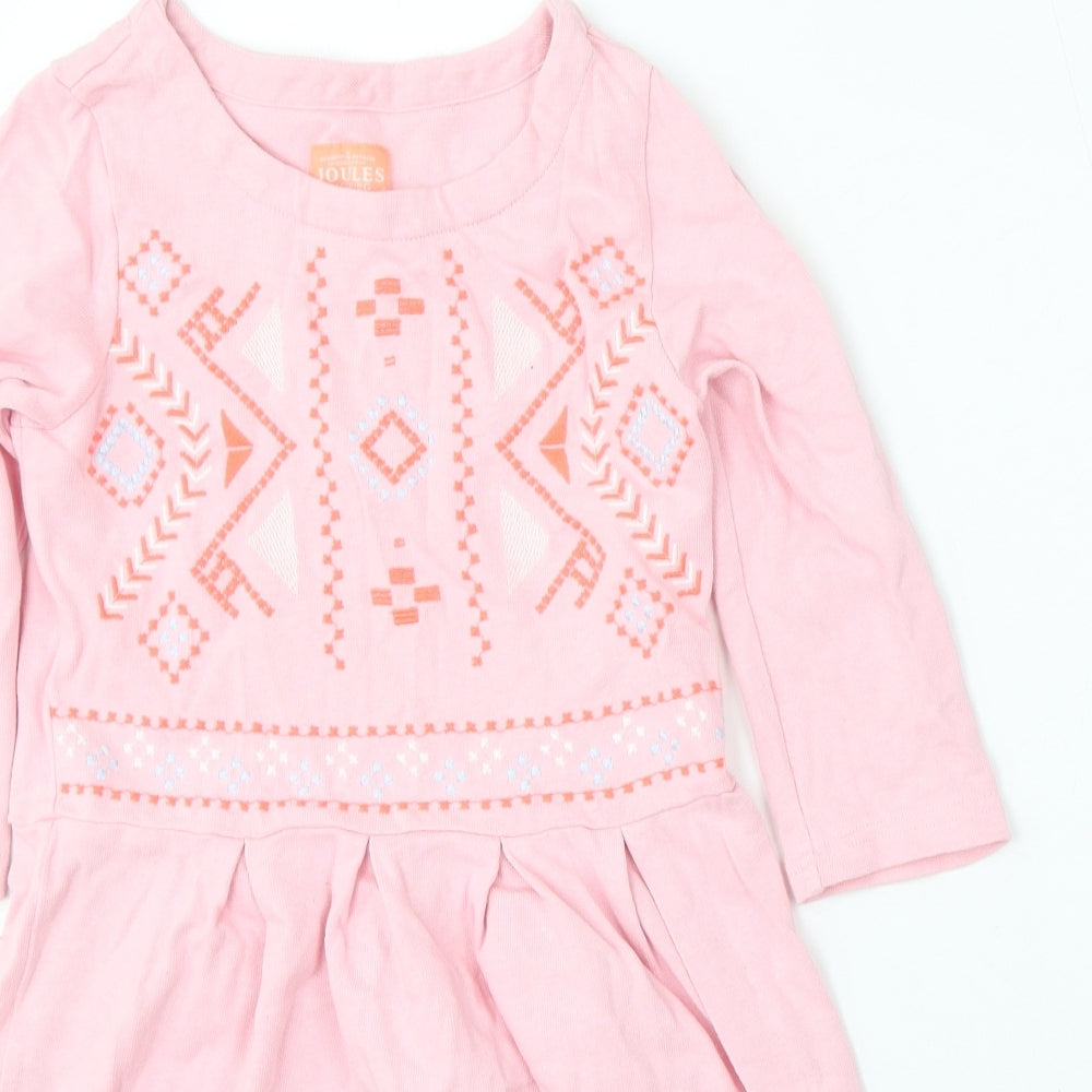 Joules Girls Pink  Cotton Jumper Dress  Size 9-10 Years  Round Neck