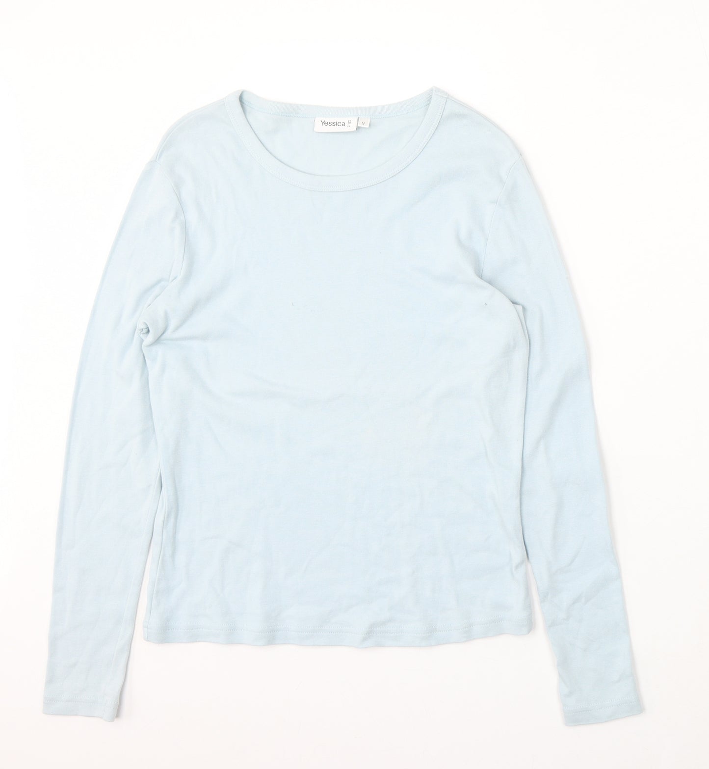 Yessica Womens Blue  Cotton Basic T-Shirt Size S Round Neck