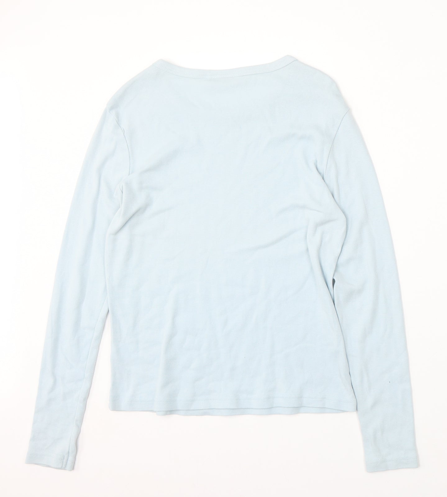 Yessica Womens Blue  Cotton Basic T-Shirt Size S Round Neck