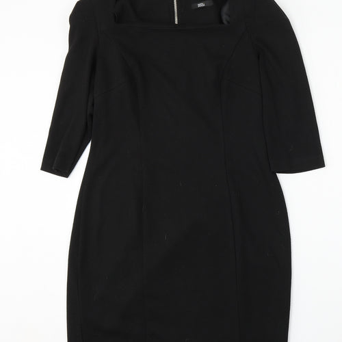 Marks and Spencer Womens Black  Polyester Bodycon  Size 12  Round Neck