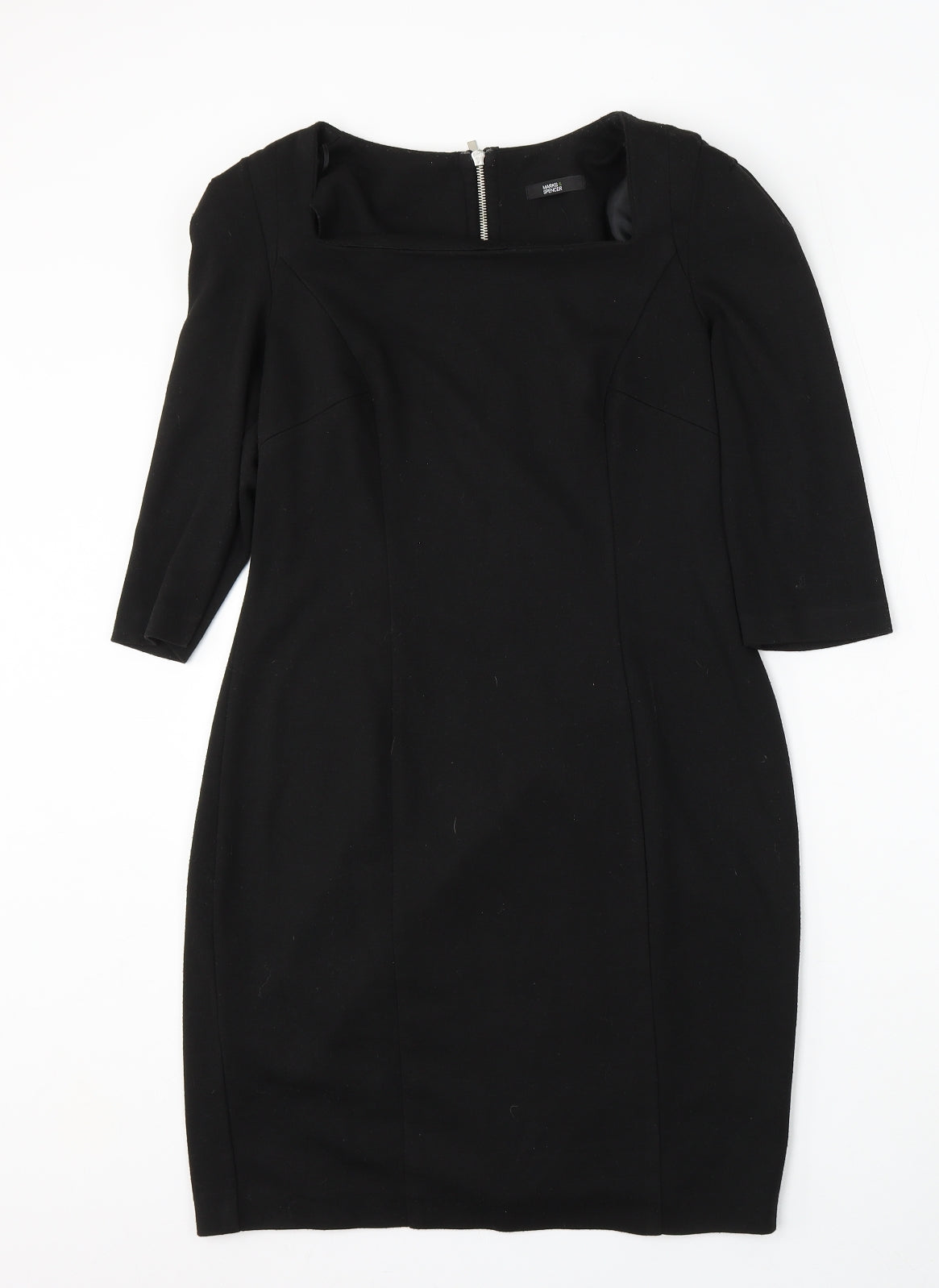 Marks and Spencer Womens Black  Polyester Bodycon  Size 12  Round Neck