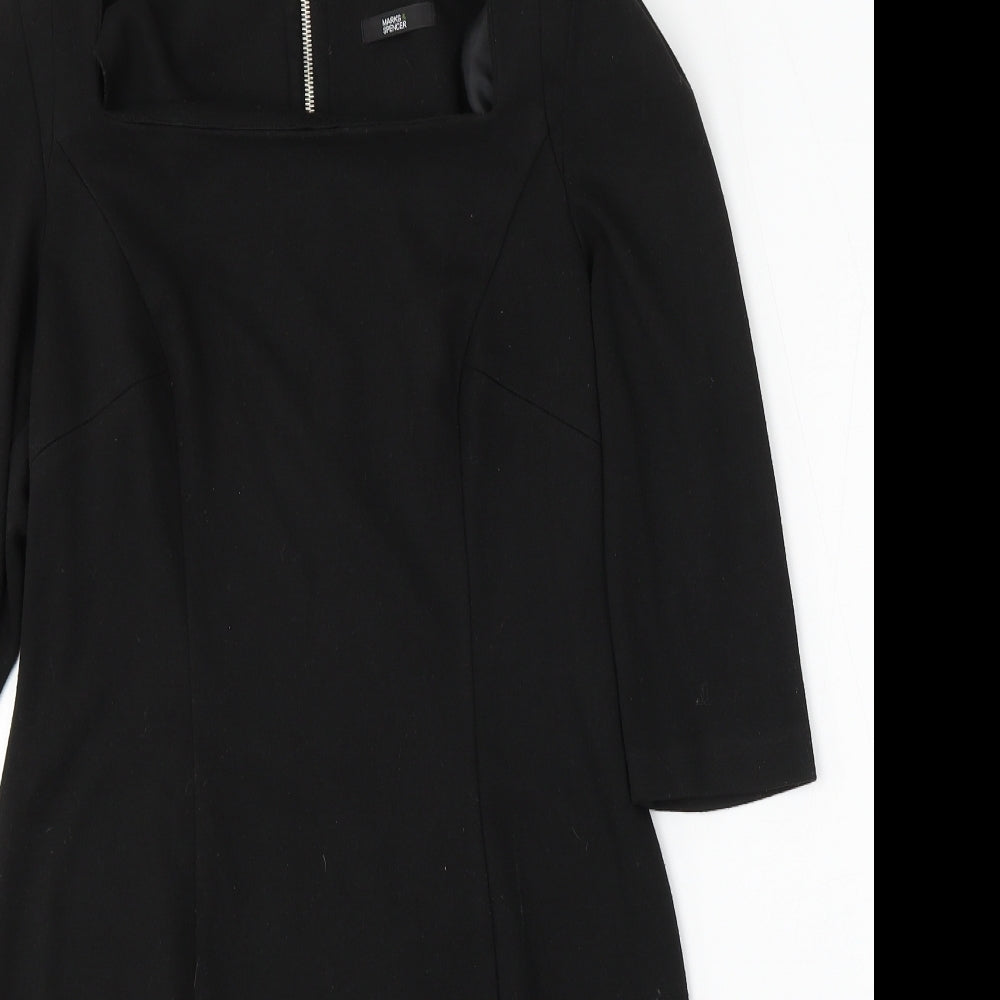 Marks and Spencer Womens Black  Polyester Bodycon  Size 12  Round Neck