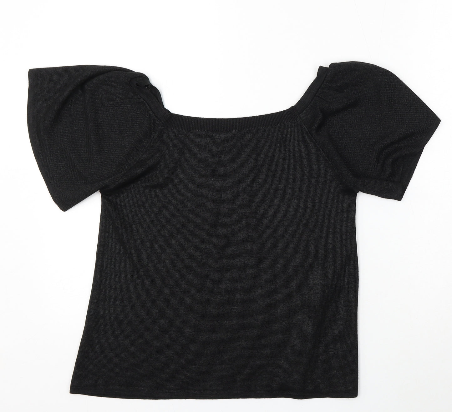 TU Womens Black Round Neck  Polyester Pullover Jumper Size 12