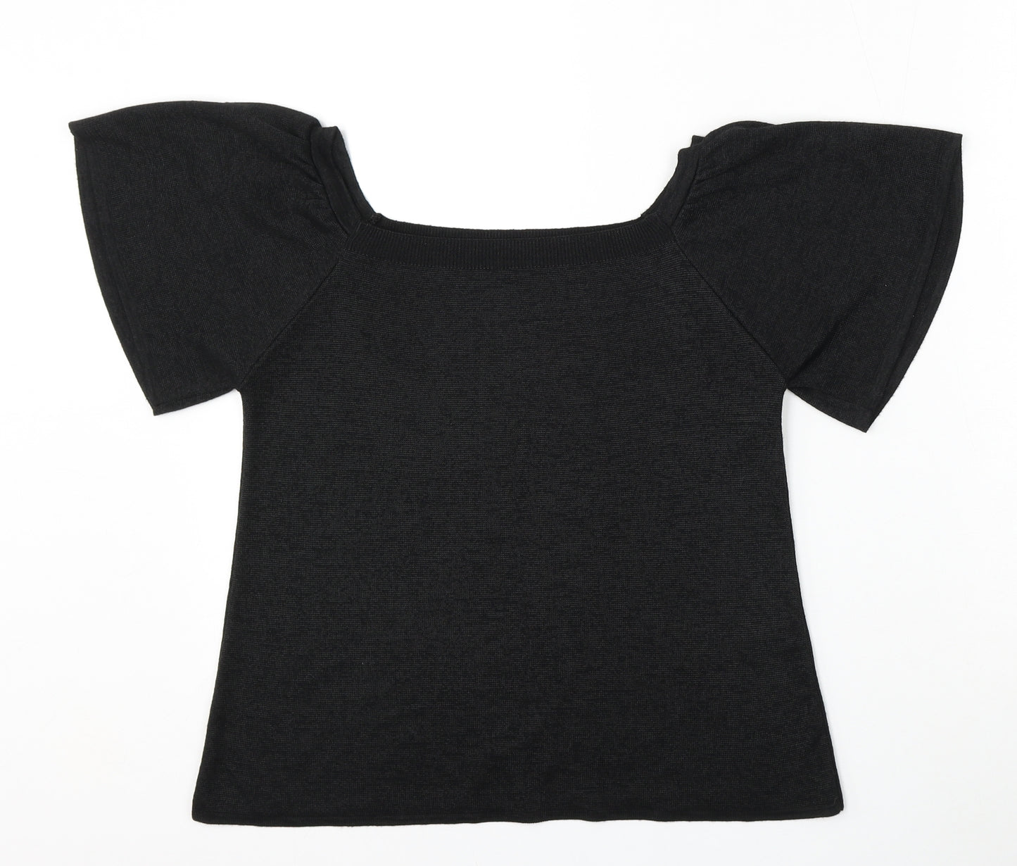TU Womens Black Round Neck  Polyester Pullover Jumper Size 12