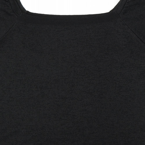 TU Womens Black Round Neck  Polyester Pullover Jumper Size 12