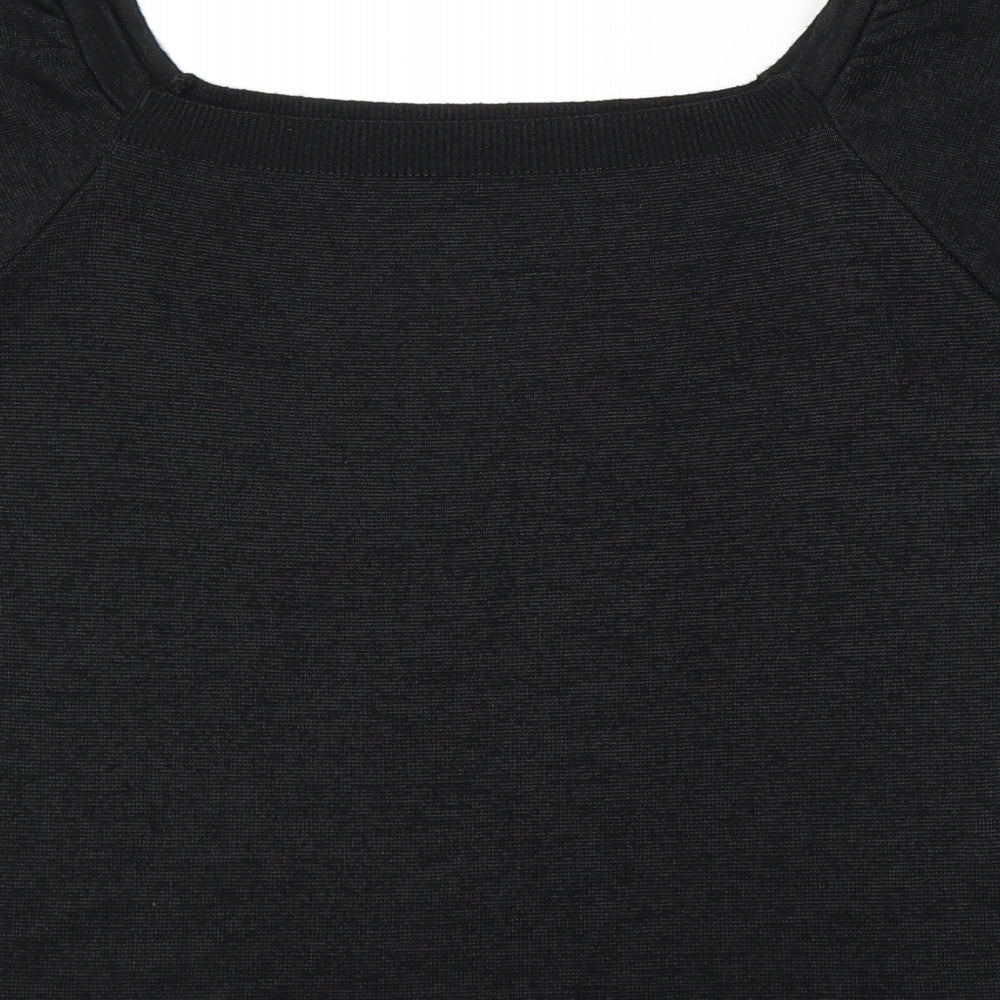 TU Womens Black Round Neck  Polyester Pullover Jumper Size 12