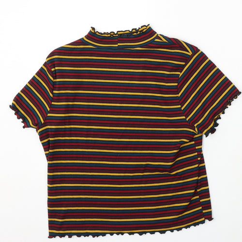 Primark Womens Multicoloured Round Neck Striped Polyester Pullover Jumper Size L