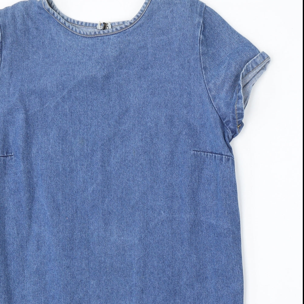 Denim Co Womens Blue  Cotton T-Shirt Dress  Size 16  Round Neck