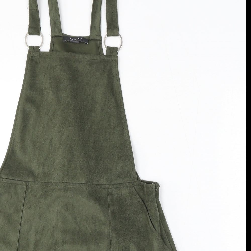 Primark Womens Green  Polyester Pinafore/Dungaree Dress  Size 16  Square Neck
