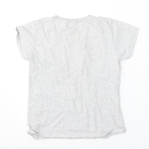 George Girls Grey  Cotton Basic T-Shirt Size 9-10 Years Round Neck