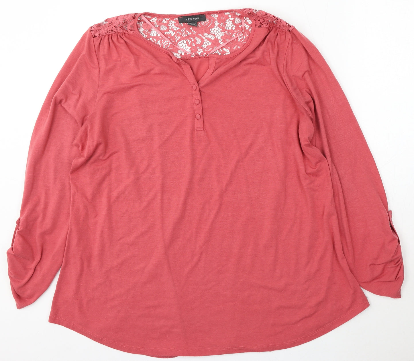 Primark Womens Red Round Neck  Polyester Pullover Jumper Size XL
