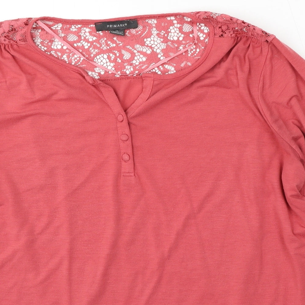 Primark Womens Red Round Neck  Polyester Pullover Jumper Size XL