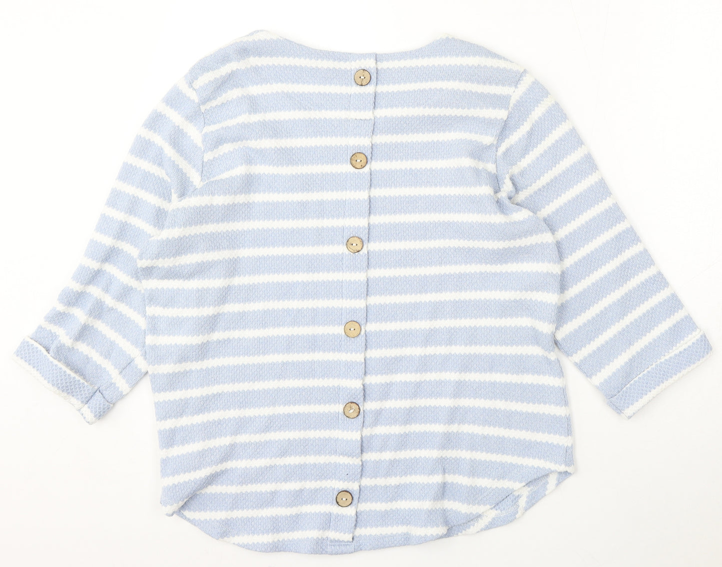 George Womens Blue Round Neck Striped Polyester Pullover Jumper Size 16