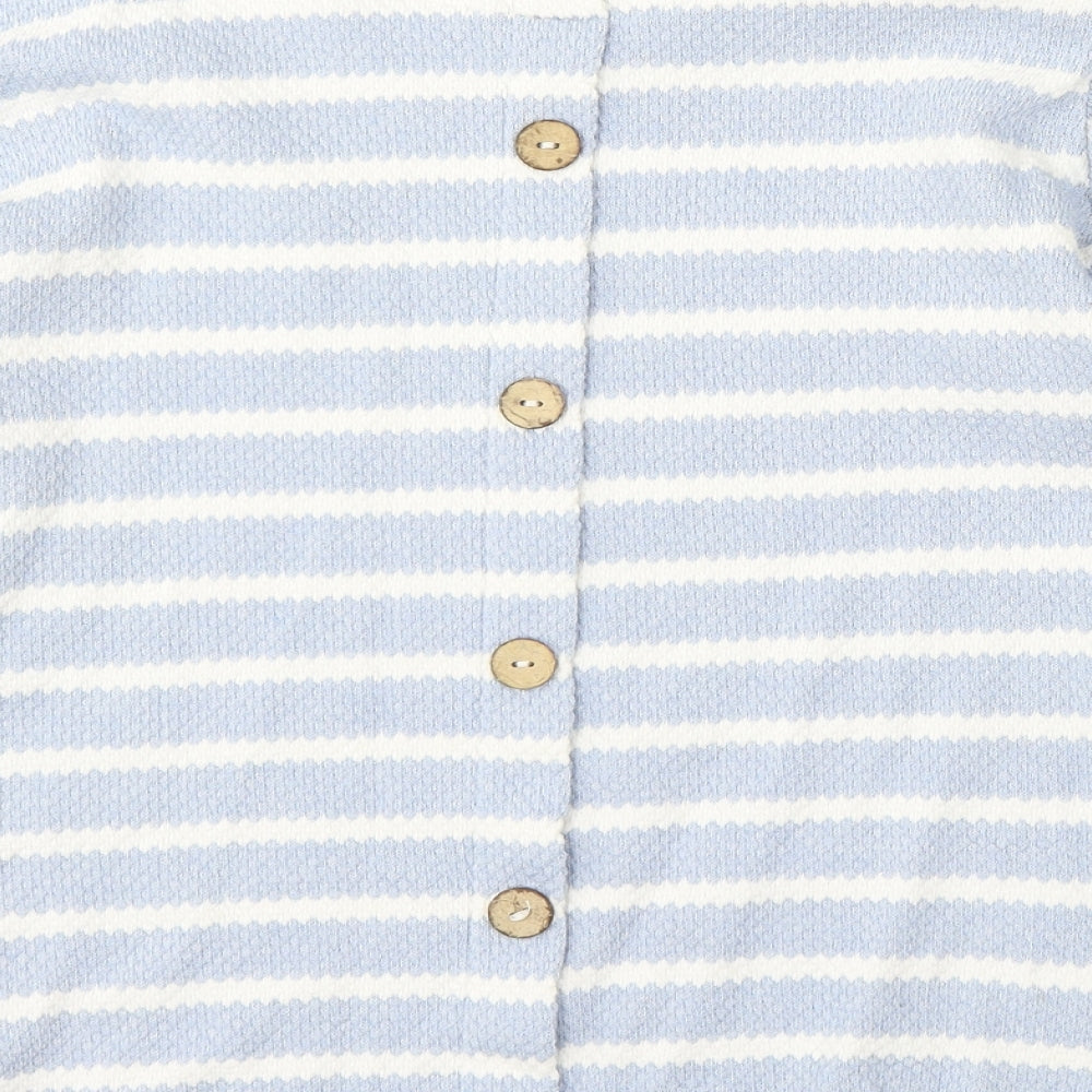 George Womens Blue Round Neck Striped Polyester Pullover Jumper Size 16