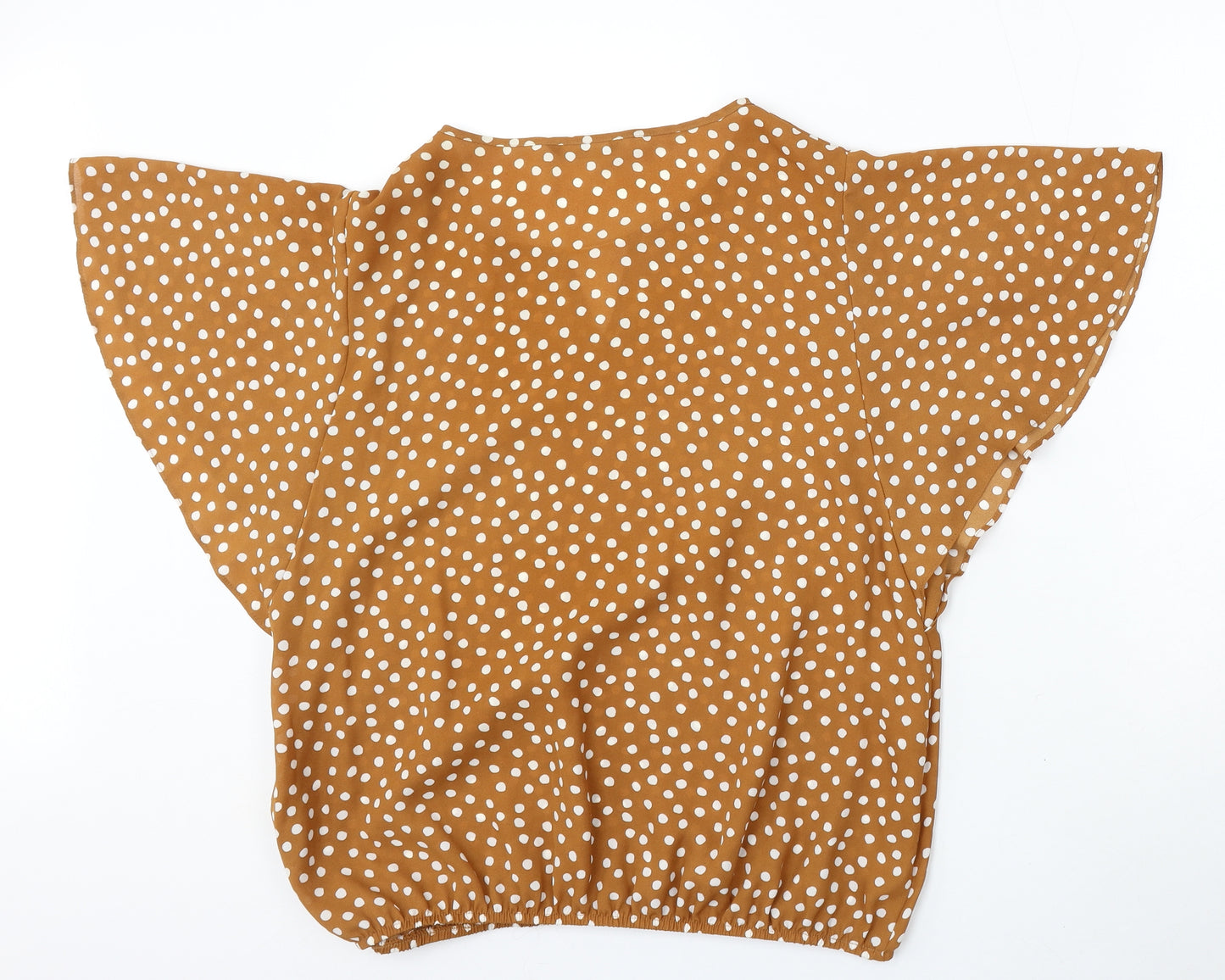 George Womens Brown Polka Dot Polyester Basic Blouse Size 16 Round Neck