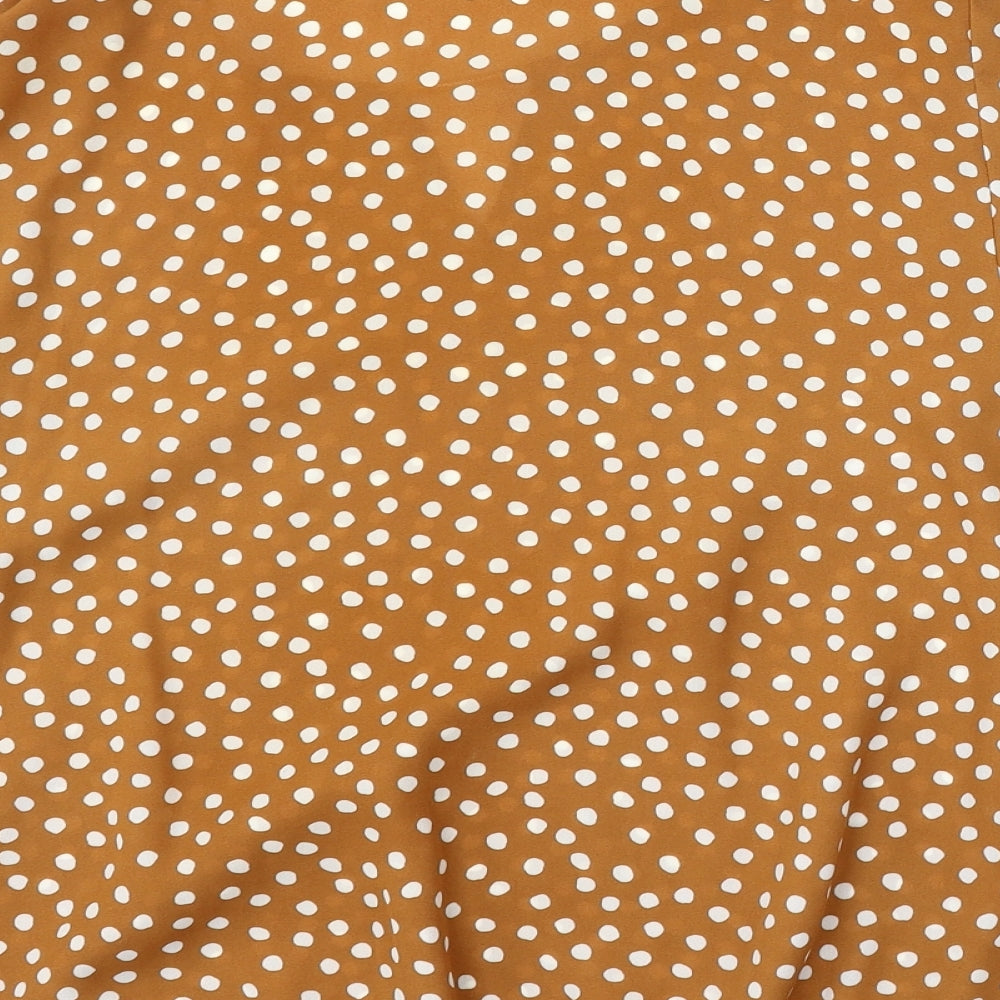 George Womens Brown Polka Dot Polyester Basic Blouse Size 16 Round Neck