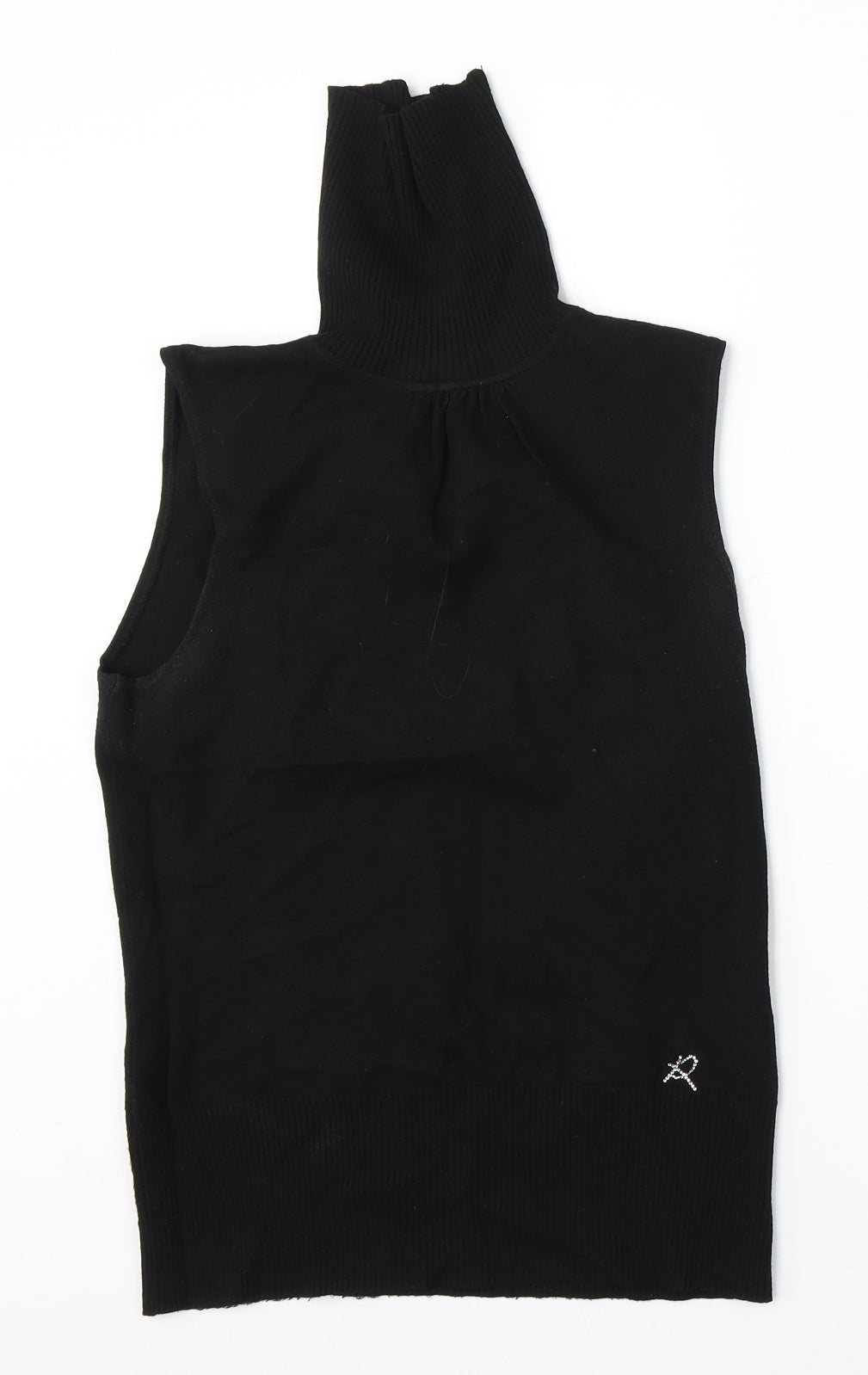 River Island Womens Black Mock Neck  Viscose Vest Jumper Size 14