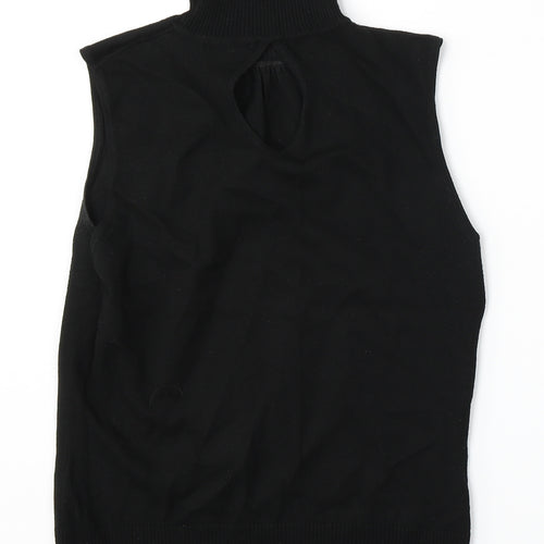 River Island Womens Black Mock Neck  Viscose Vest Jumper Size 14