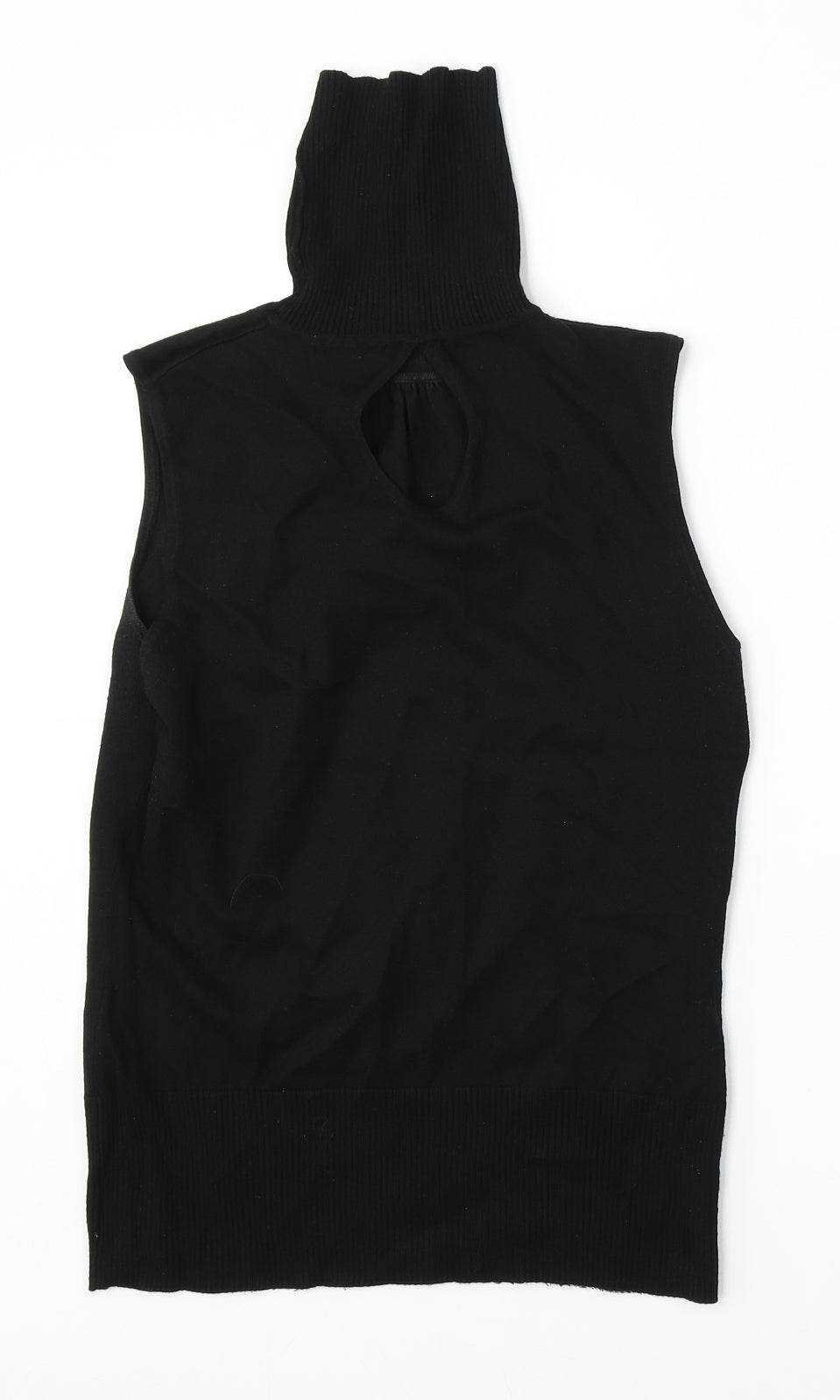 River Island Womens Black Mock Neck  Viscose Vest Jumper Size 14