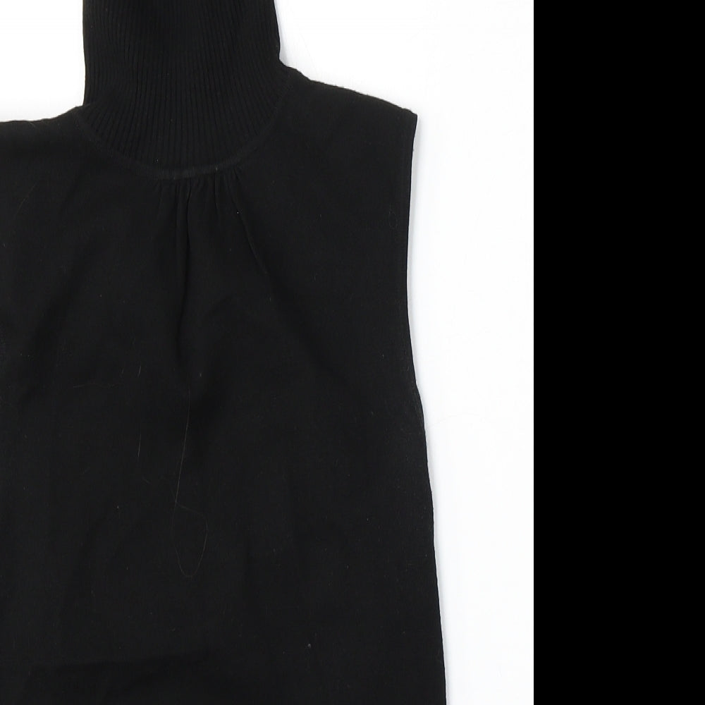 River Island Womens Black Mock Neck  Viscose Vest Jumper Size 14