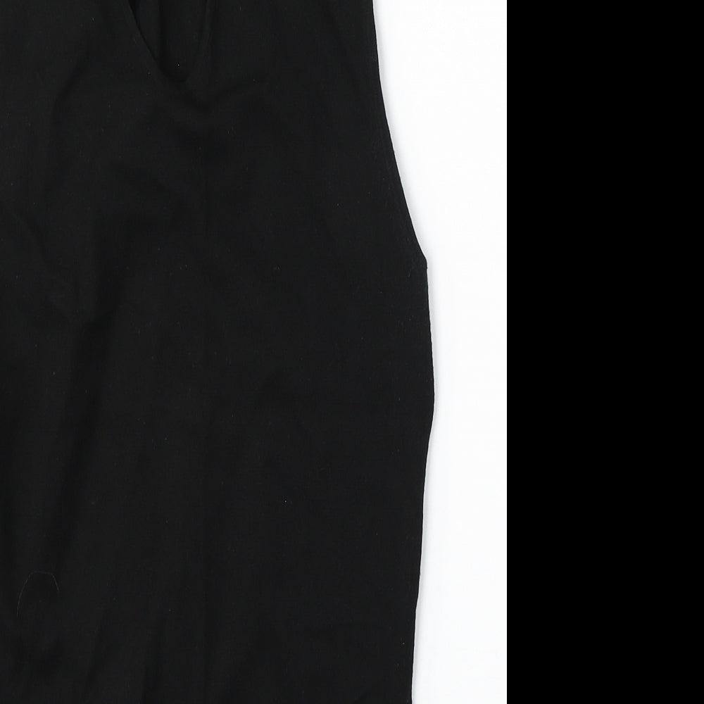 River Island Womens Black Mock Neck  Viscose Vest Jumper Size 14
