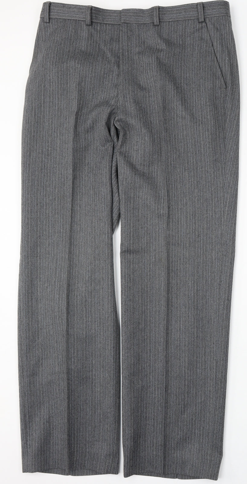 Marks and Spencer Mens Grey  Wool Trousers  Size 36 L31 in Regular