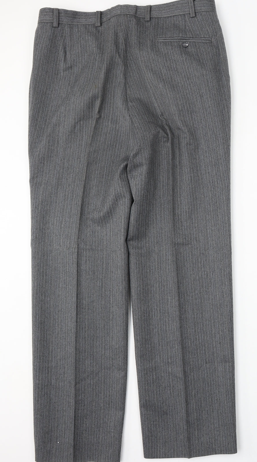 Marks and Spencer Mens Grey  Wool Trousers  Size 36 L31 in Regular