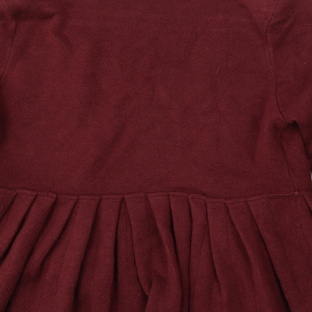Per Una Womens Red V-Neck  Acrylic Cardigan Jumper Size 14