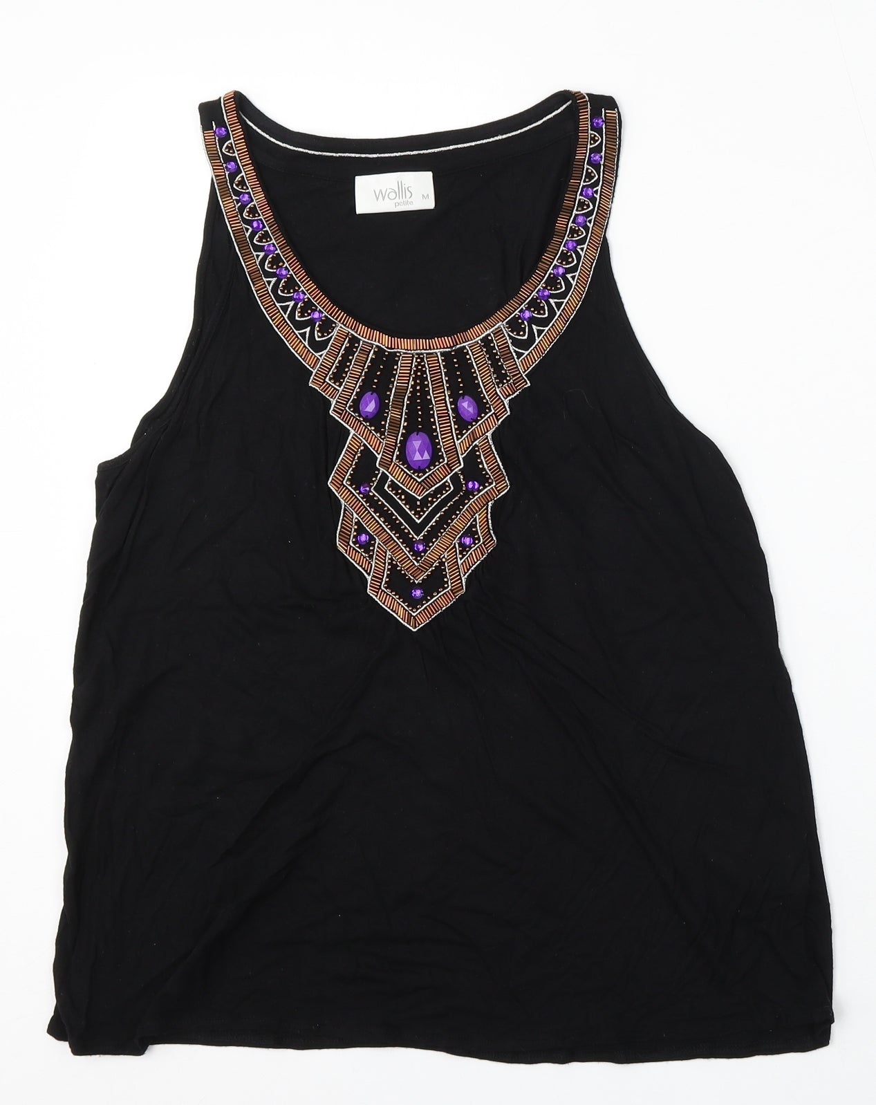 Wallis Womens Black  Viscose Basic Tank Size M Round Neck