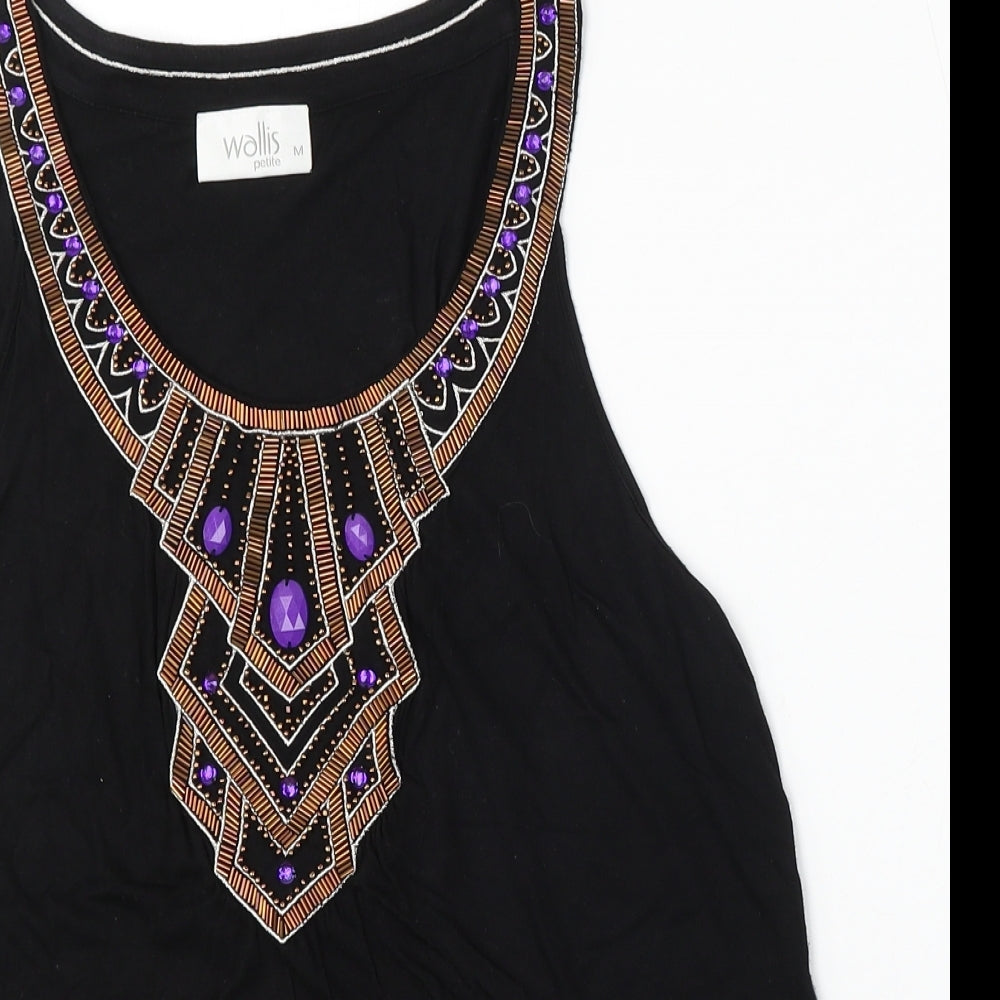 Wallis Womens Black  Viscose Basic Tank Size M Round Neck