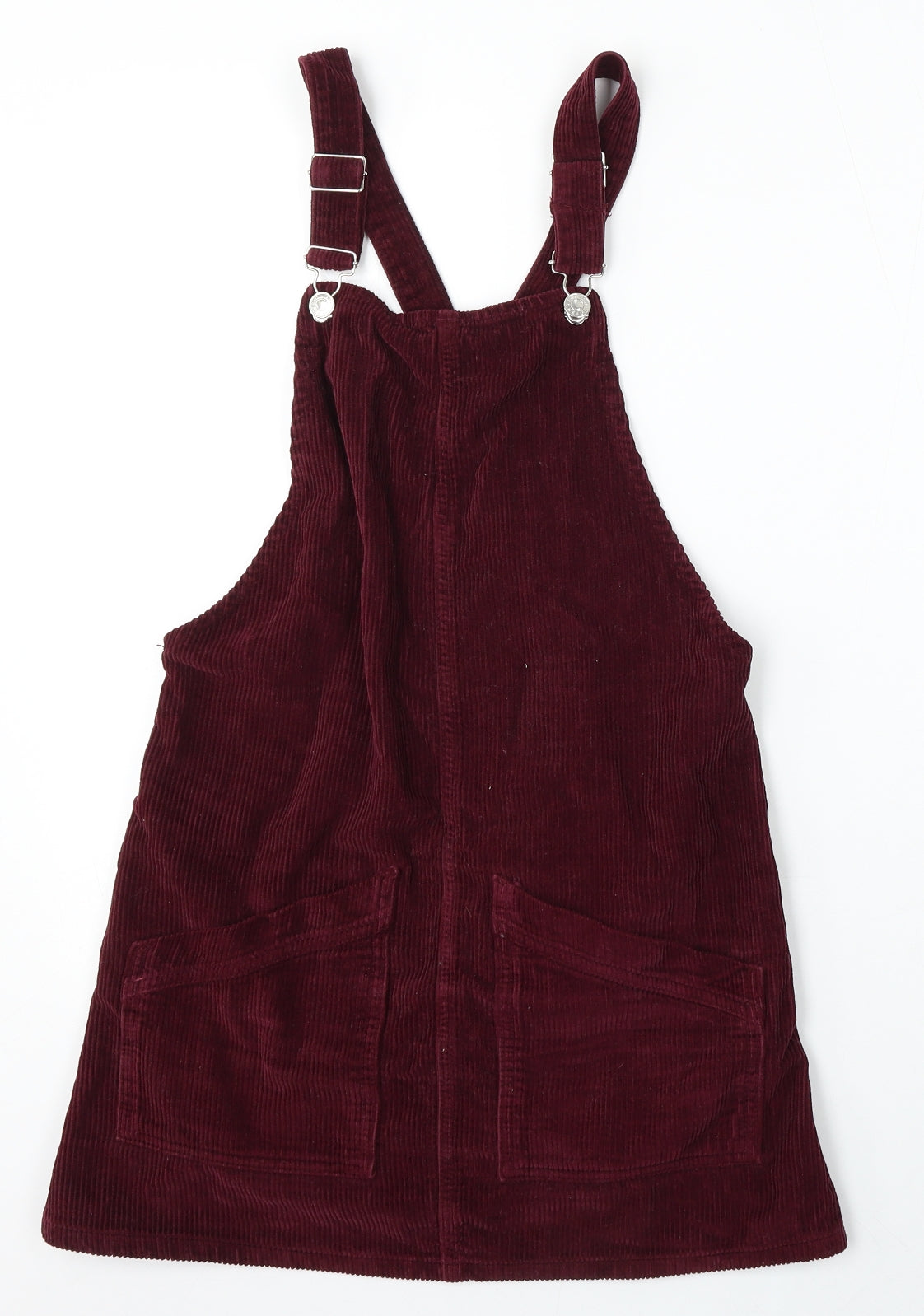 Topshop Womens Red  Cotton Pinafore/Dungaree Dress  Size 8  Square Neck