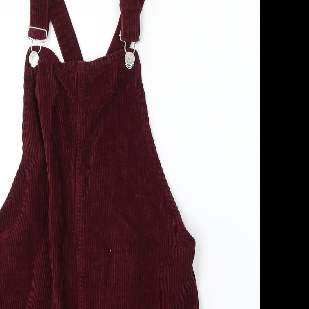 Topshop Womens Red  Cotton Pinafore/Dungaree Dress  Size 8  Square Neck