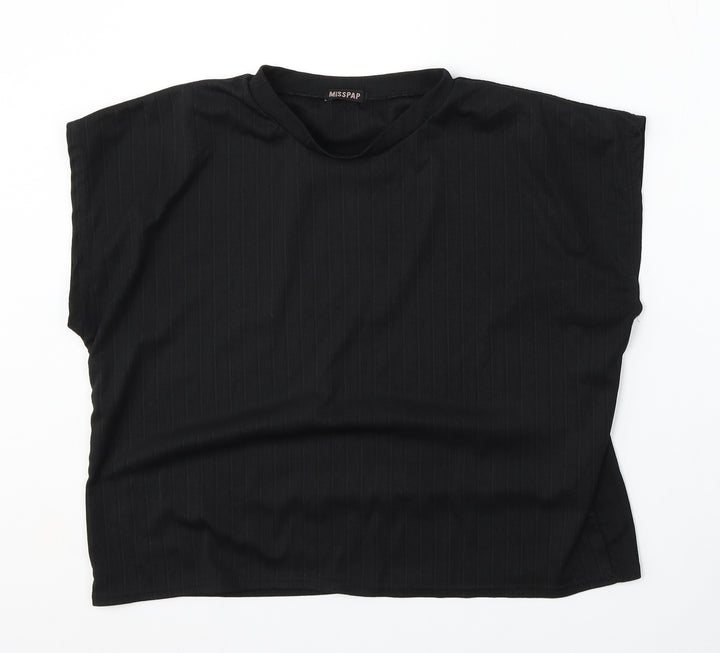 Misspap Womens Black Round Neck  Polyester Vest Jumper Size S