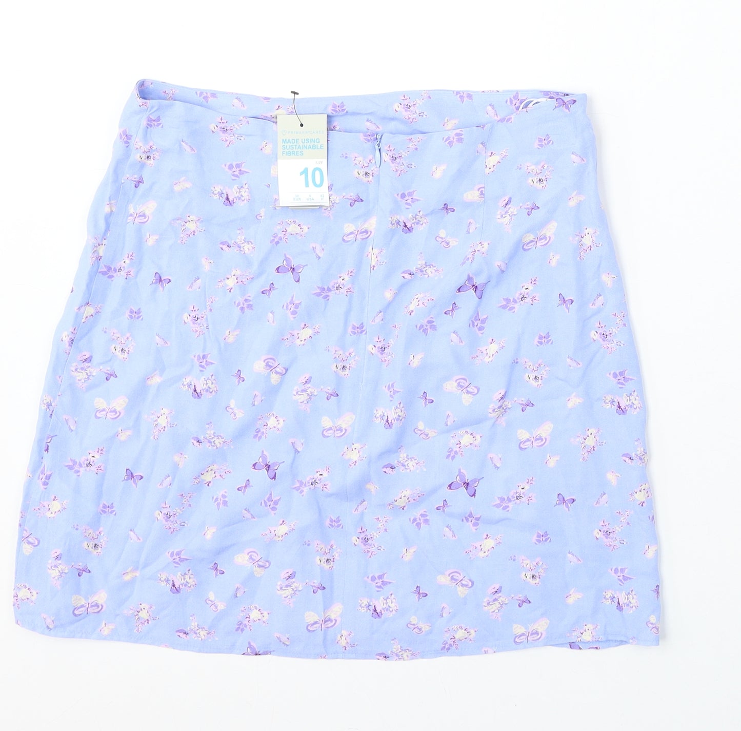 Primark Womens Blue Geometric Viscose A-Line Skirt Size 10