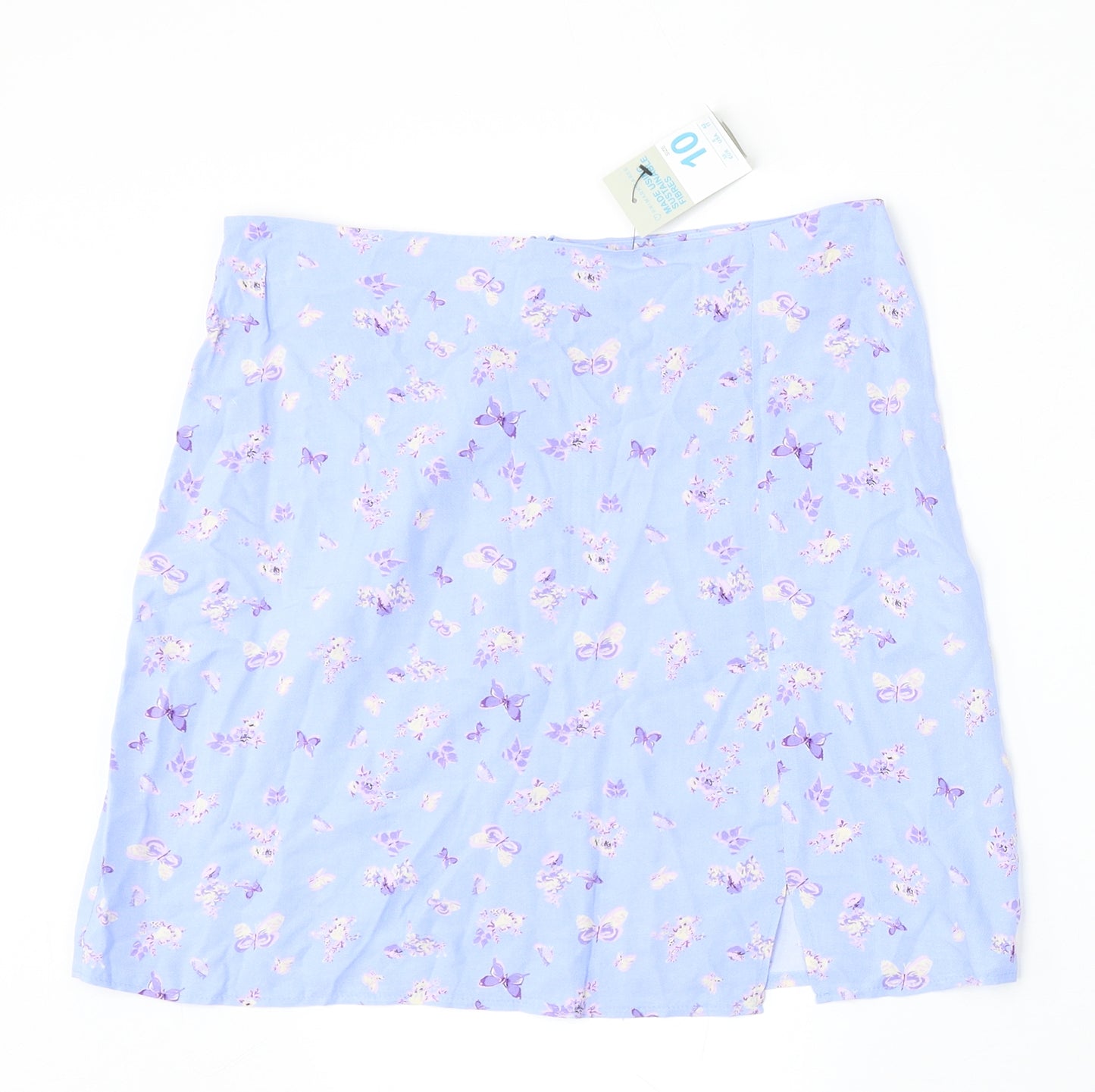 Primark Womens Blue Geometric Viscose A-Line Skirt Size 10
