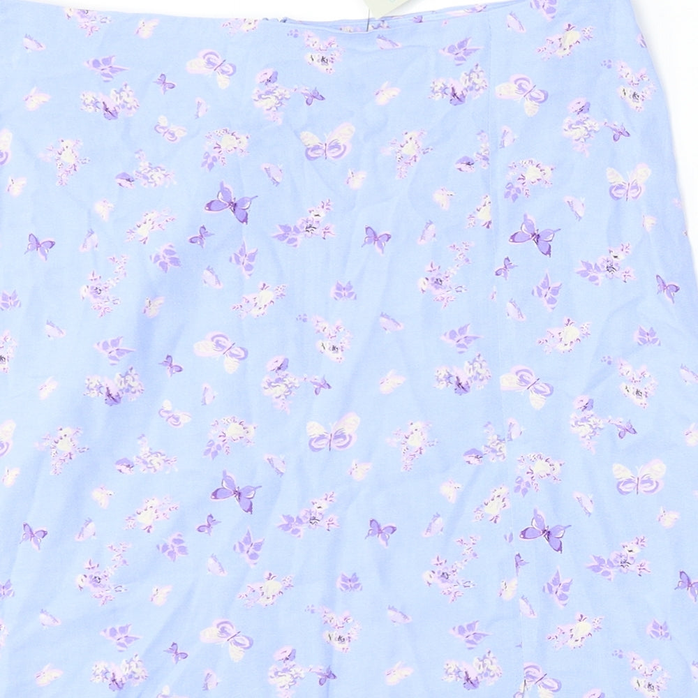 Primark Womens Blue Geometric Viscose A-Line Skirt Size 10