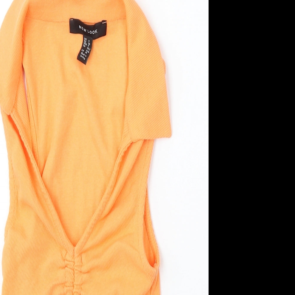 New Look Womens Orange Round Neck  Cotton Vest Jumper Size 8