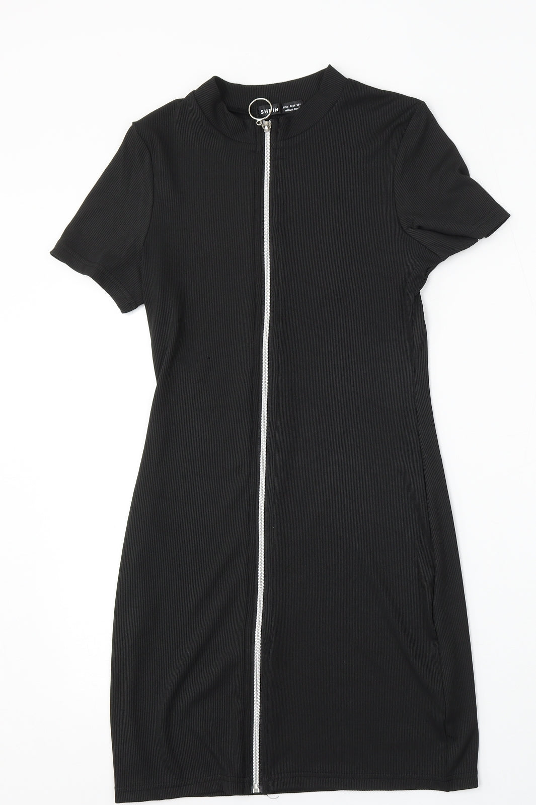 SheIn Womens Black  Polyester Bodycon  Size S  Round Neck Zip