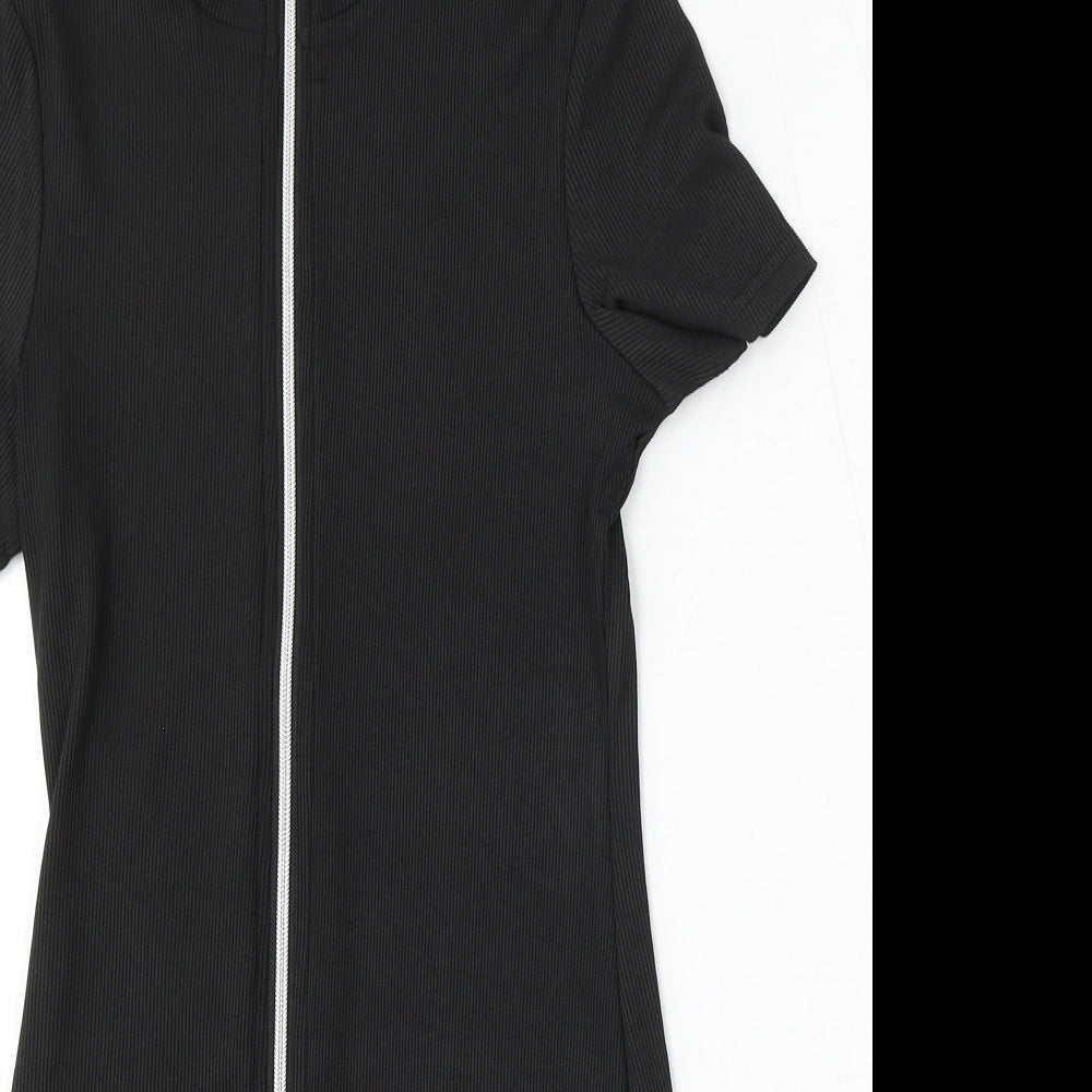 SheIn Womens Black  Polyester Bodycon  Size S  Round Neck Zip
