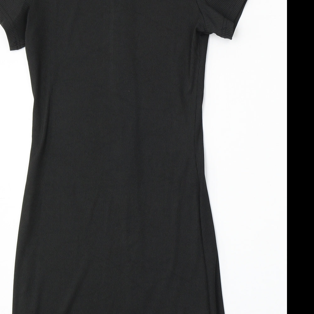 SheIn Womens Black  Polyester Bodycon  Size S  Round Neck Zip